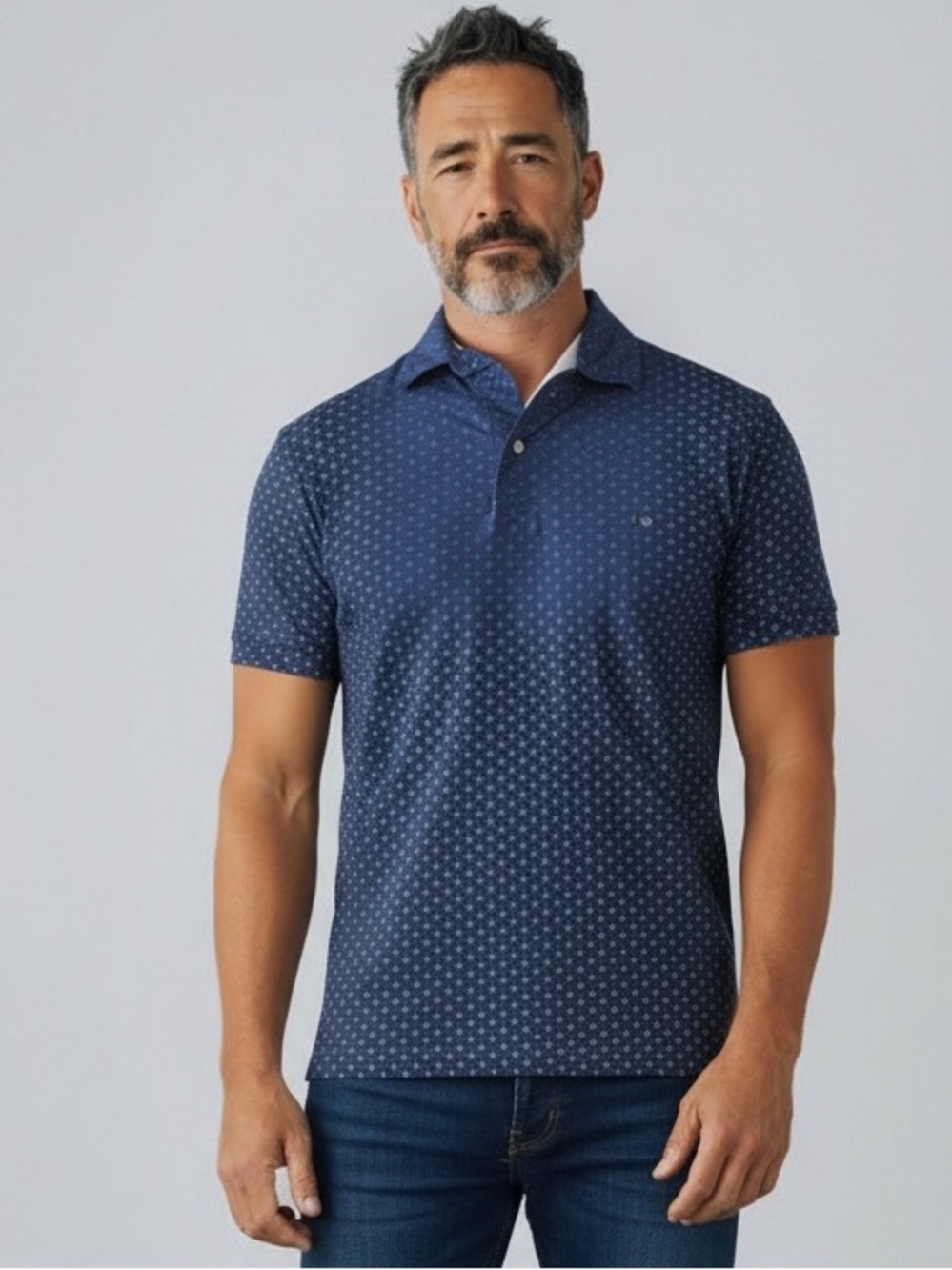 Mens St John’s Bay Navy Micro-Print Polo Shirt